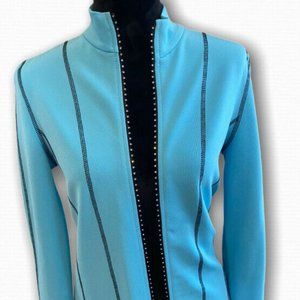 Joseph Ribkoff Blue W/ Black Rhinestones Zipper